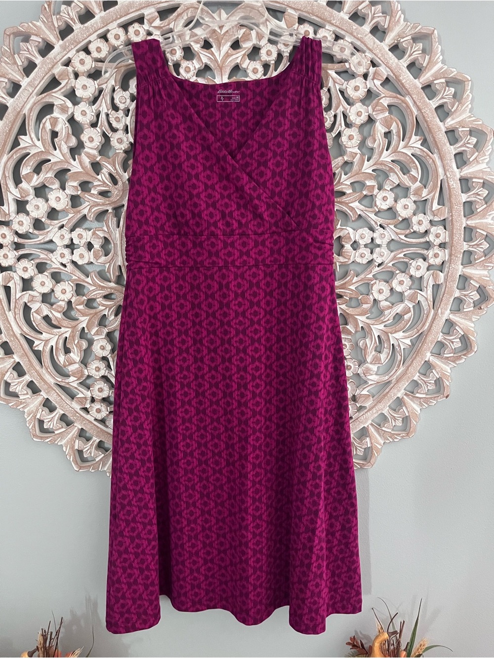 Eddie Bauer Sleeveless Fit & Flare Dress in Deep Fuchsia